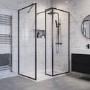 1400x800mm Black Framed Walk In Shower Enclosure with 300mm Fixed Panel and Shower Tray - Zolla