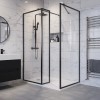 1400x900mm Black Framed Walk In Shower Enclosure with 300mm Fixed Panel and Shower Tray - Zolla