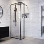 900mm Black Framed Wet Room Shower Screen with 300mm Fixed Panel - Zolla