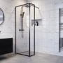 1100mm Black Framed Wet Room Shower Screen with Return Panel - Zolla
