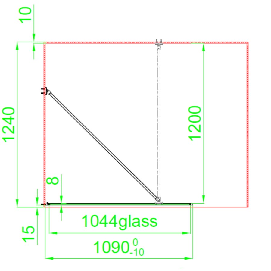 1100mm Black Framed Wet Room Shower Screen with Return Panel - Zolla