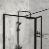 1200mm Black Framed Wet Room Shower Screen with Return Panel - Zolla