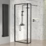 1400mm Black Framed Wet Room Shower Screen with Return Panel - Zolla