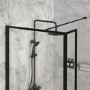 1400mm Black Framed Wet Room Shower Screen with Return Panel - Zolla