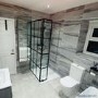 Grade A1 - 1200mm Black Grid Framework Wet Room Shower Screen with 300mm Fixed Panel - Nova
