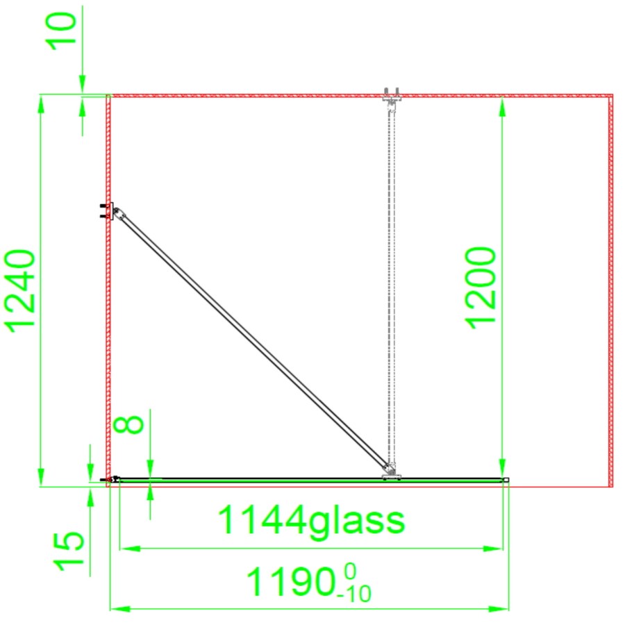 Grade A1 - 1200mm Black Grid Framework Wet Room Shower Screen with 300mm Hinged Fixed Panel - Nova