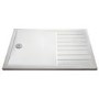 1400x800mm Black Fluted Glass Walk In Shower Enclosure and Shower Tray with Drying Area - Volan