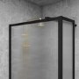 900mm Black Fluted Glass Wet Room Shower Screen with Return Panel - Volan