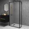 1000mm Black Fluted Glass Wet Room Shower Screen with Return Panel - Volan