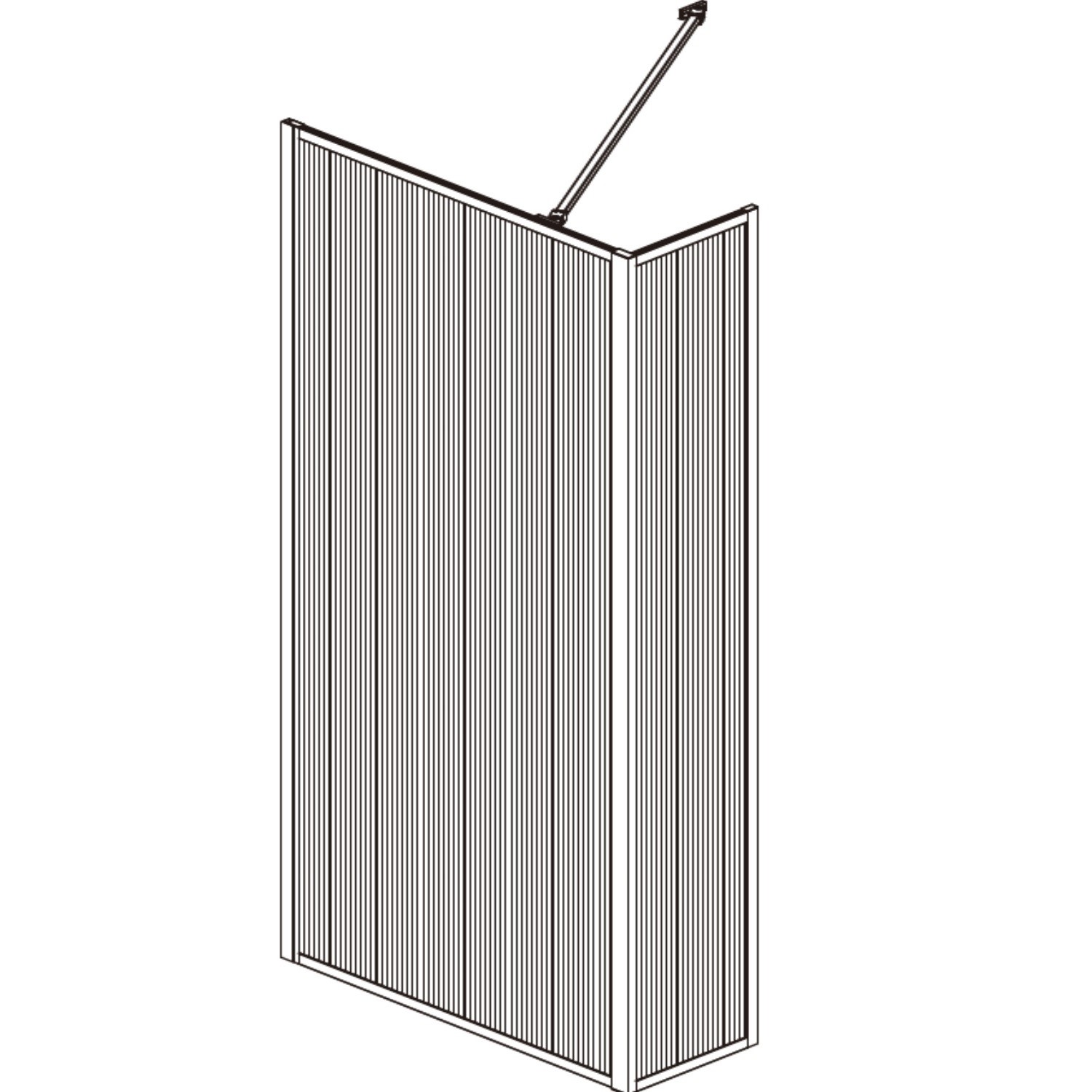 Grade A1 1000mm Black Fluted Glass Wet Room Shower Screen with Return