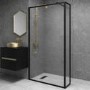 1100mm Black Fluted Glass Wet Room Shower Screen with Return Panel - Volan