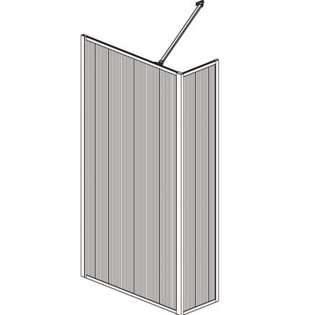 1100mm Black Fluted Glass Wet Room Shower Screen with Return Panel - Volan