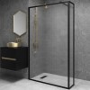 1200mm Black Fluted Glass Wet Room Shower Screen with Return Panel - Volan