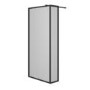 1200mm Black Fluted Glass Wet Room Shower Screen with Return Panel - Volan