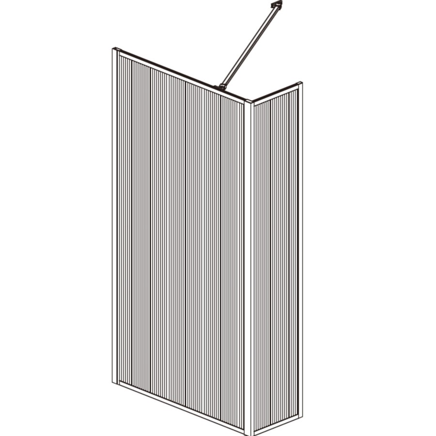 1200mm Black Fluted Glass Wet Room Shower Screen with Return Panel - Volan