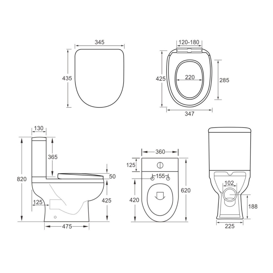 Close Coupled Toilet with Soft Close Seat - Addison