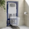 Concealed Cistern with 1170mm Wall Hung Toilet Frame and Chrome Mechanical Flush Plate - Zana