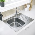BUN/BeBa_26178/77398 Single Bowl Inset Chrome Stainless Steel Kitchen Sink with Reversible Drainer - Essence Ava