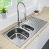 1.5 Bowl Inset Chrome Stainless Steel Kitchen Sink with Reversible Drainer - Essence Ava