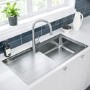 1 Bowl Isabella Reversible Stainless Steel Kitchen Sink & Olney Chrome Pull Out Kitchen Mixer Tap