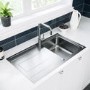 GRADE A1 - Single Bowl Chrome Stainless Steel Kitchen Sink with Reversible Drainer- Enza Isabella 860 x 500