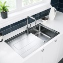 ISABSB860 Single Bowl Inset Chrome Stainless Steel Kitchen Sink with Reversible Drainer- Enza Isabella