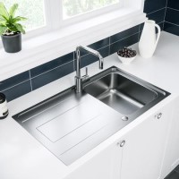 GRADE A1 - Single Bowl Chrome Stainless Steel Kitchen Sink with Reversible Drainer- Enza Isabella 860 x 500 GRADE A1 - Single Bowl Chrome Stainless Steel Kitchen Sink with Reversible Drainer- Enza Isabella 860 x 500