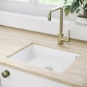 BUN/BeBa_26202B/96403 1 Bowl White Granite Composite Undermount Kitchen Sink with Brushed Brass Mixer Tap Set - Enza