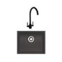 Enza Single Bowl Undermount Granite Kitchen Sink & Kitchen Mixer Tap in Black