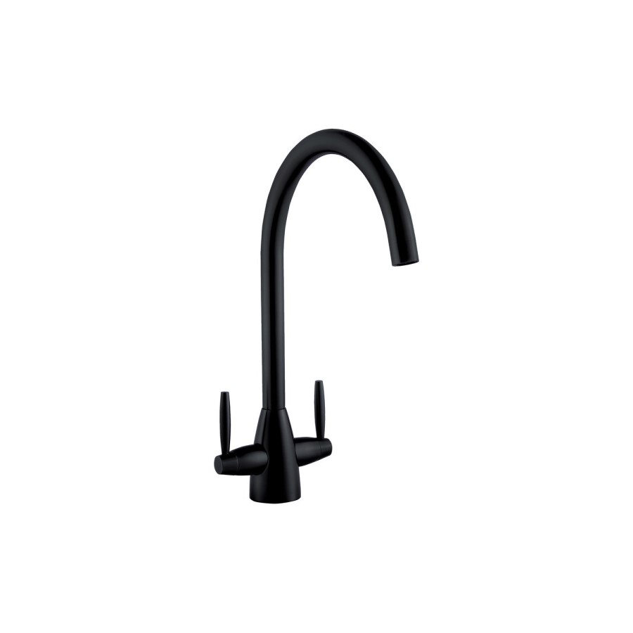 Enza Single Bowl Undermount Granite Kitchen Sink & Kitchen Mixer Tap in Black