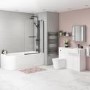 J Shape Right Hand Shower Bath Suite with Toilet and Sink Unit - Bali