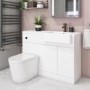 J Shape Right Hand Shower Bath Suite with Toilet and Sink Unit - Bali