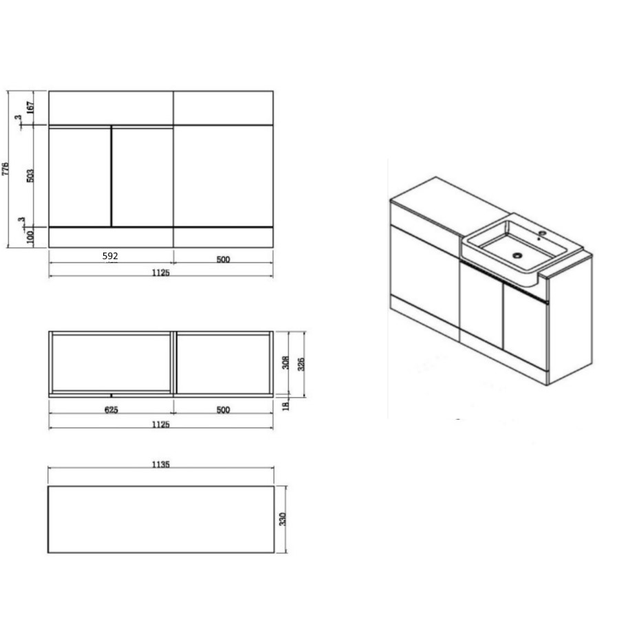 J Shape Right Hand Shower Bath Suite with Toilet and Sink Unit - Bali