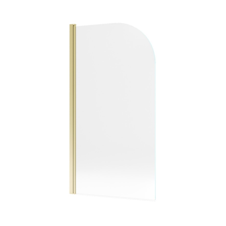 Freestanding Shower Bath Single Ended Right Hand Corner with Brushed Brass Bath Screen 1700 x 750mm - Vigo