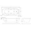 Jersey J Shaped Right Hand Bath 1700mm x 750mm with Front Panel and 1450mm Chrome Bath Screen 