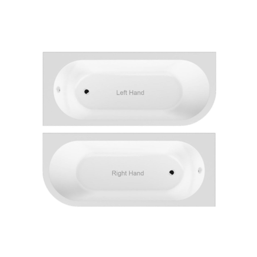 Jersey J Shaped Left  Hand Bath 1700mm x 750 with Front Panel and Hinged Brushed Brass Screen