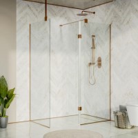 1200x900mm Bronze Walk In Shower Enclosure with Flipper Panel, Tileable Tray and Matching Waste
