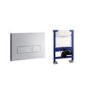 Brushed Nickel Satin Flush Plate with 820mm Wall Mounted WC Frame and Dual Flush Cistern