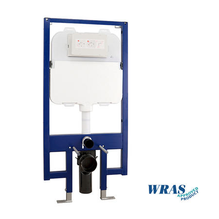 Brushed Nickel Satin Flush Plate with Slimline 90mm WC Frame and Dual Flush Cistern