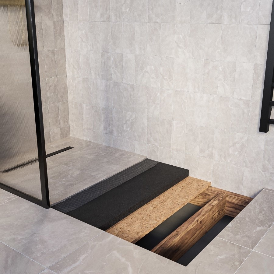 1200x900mm Wet Room Tileable Shower Tray with Wet Room Install & Linear Waste Drainage Kit