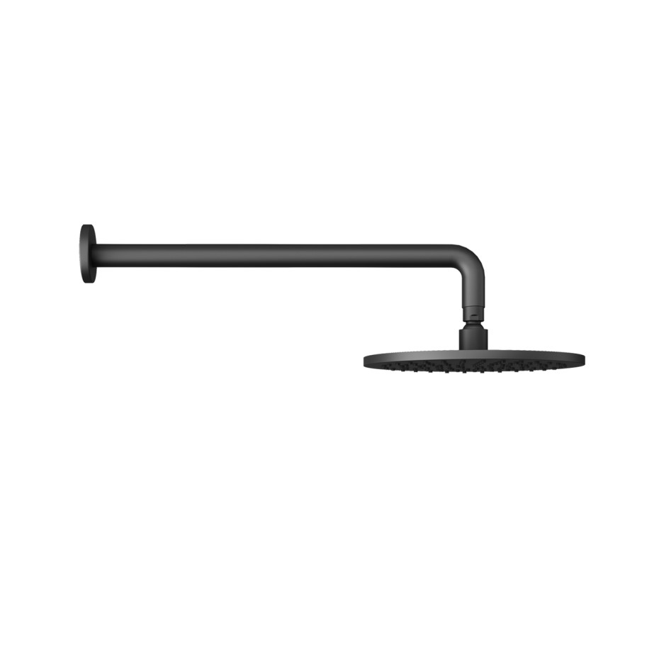 Matt Black Round 250mm Shower Head With Wall Arm Better Bathrooms