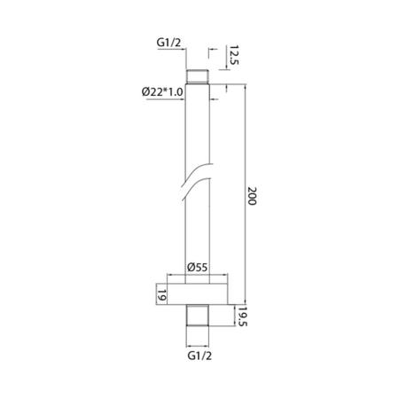 250mm Black Round Rainfall Shower Head with Ceiling Arm