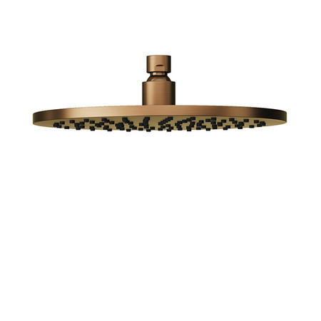 250mm Brushed Bronze Round Rainfall Shower Head with Wall Arm