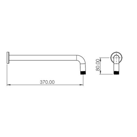 250mm Brushed Bronze Round Rainfall Shower Head with Wall Arm
