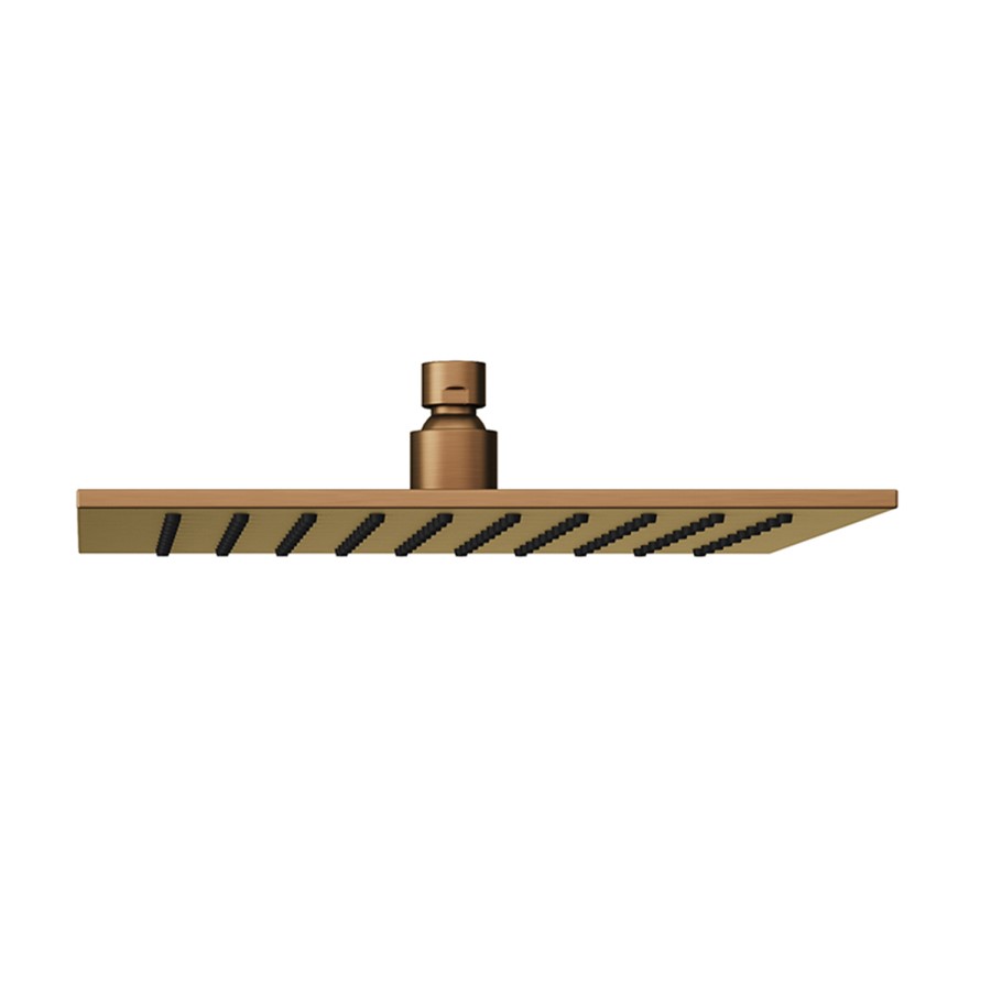 250mm Brushed Bronze Square Rain Fall Shower Head with Wall Arm