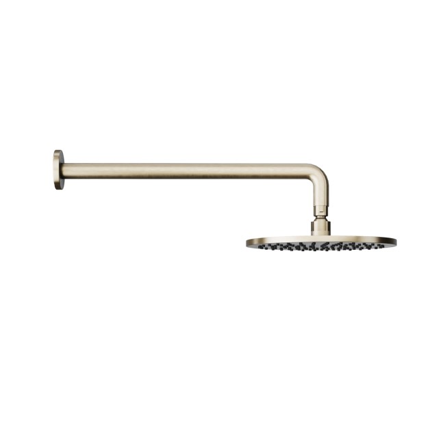 250mm Nickel Round Rainfall Shower Head with Wall Arm