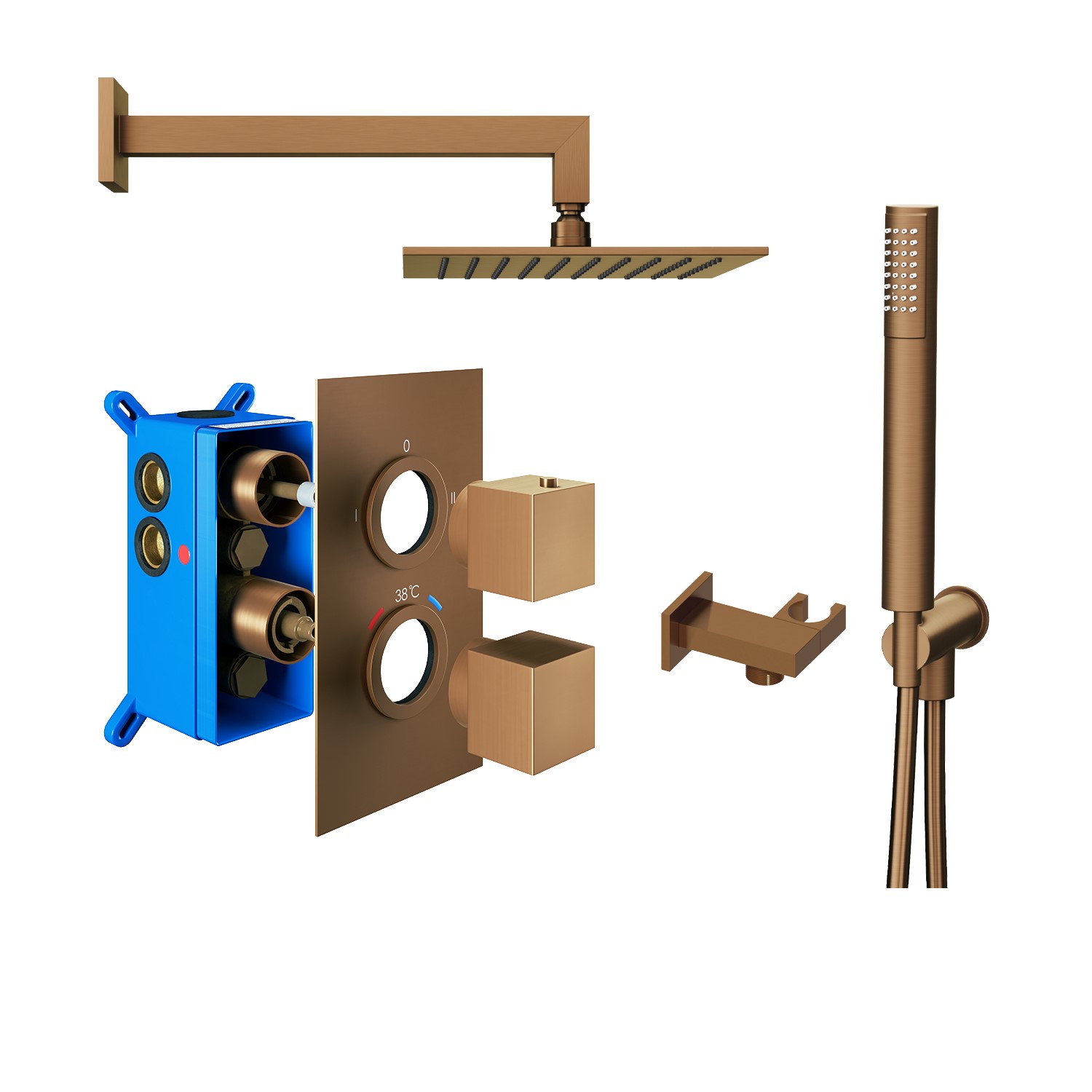 Bronze Concealed Shower Mixer with Dual Control & Square Ceiling