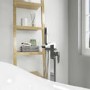Chrome Freestanding Bath Shower Mixer and Basin Tap Set - Wave