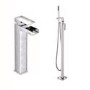 Chrome Tall basin tap and freestanding bath filler tap pack - Quadra