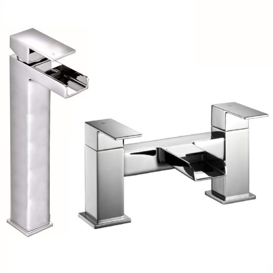 Chrome Tall basin tap and bath filler tap pack - Quadra
